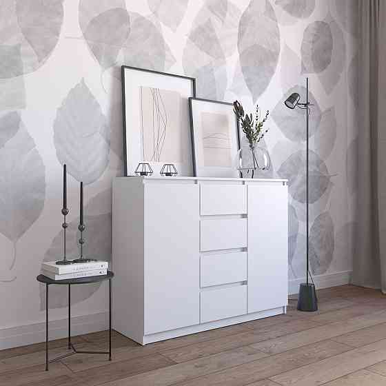 Комод VAYS R-11 Білий, 4 шухляди та 2 відділення з полицями, без ручок, ЛДСП, 120×40×98 см - для спальні, вітальні, передпокою Львів