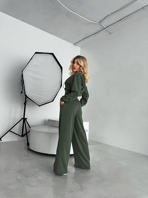 Жіночий прогулянковий костюм-двійка: кофта та штани турецька двонитка Хакі, 46/48 Одеса - фото 4