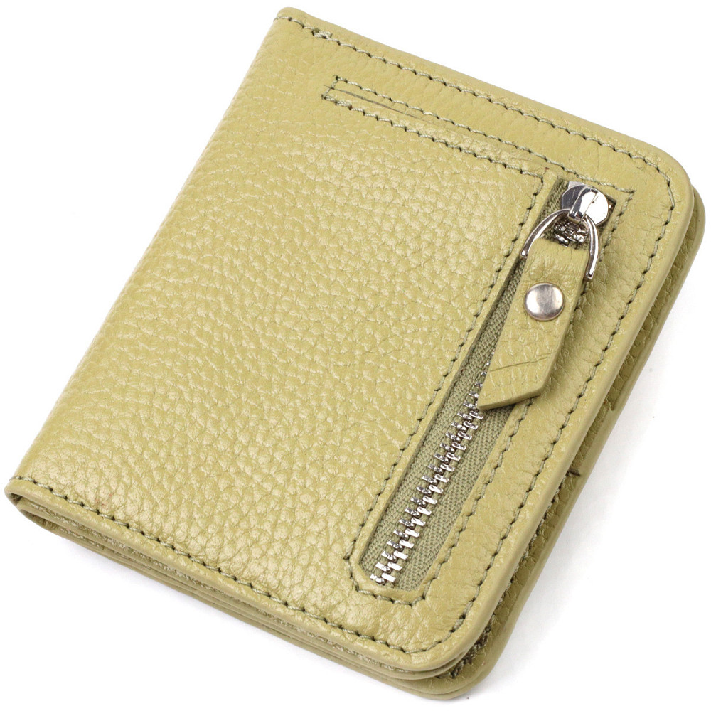 Компактний жіночий гаманець із натуральної шкіри флотар CANPELLINI 21793 Оливковий Київ - фото 2