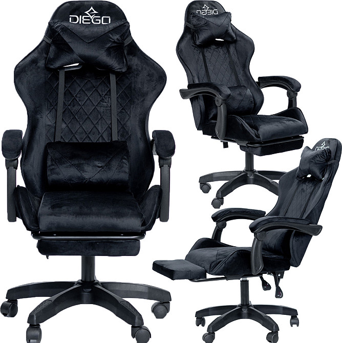 Крісло геймерське DIEGO ALCANTARA PRO Black Київ - фото 1