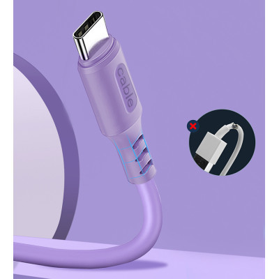 Дата кабель USB 2.0 AM to USB-C 1.0m soft silicone violet ColorWay (CW-CBUC044-PU) Вінниця - фото 3