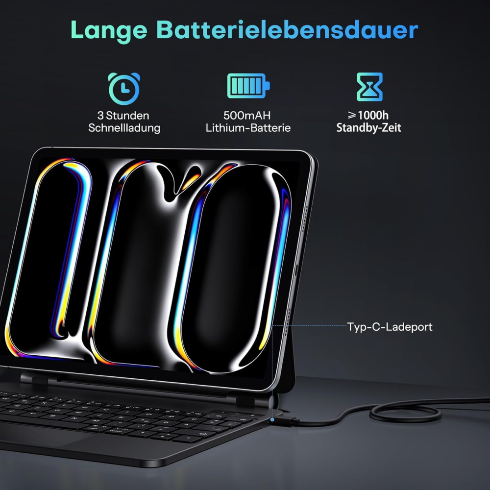 Чехол-клавиатура OMOTON Magic Keyboard для iPad Pro 11 M4 (2024) беспроводная с подсветкой и трекпадом Black Киев - изображение 8