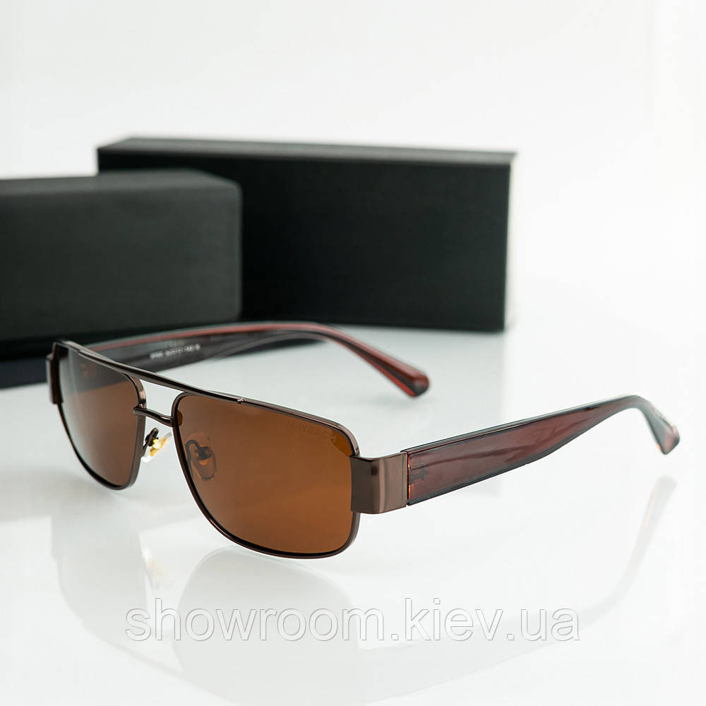 Коричневі чоловічі окуляри з поляризацією (0391) Київ - фото 1