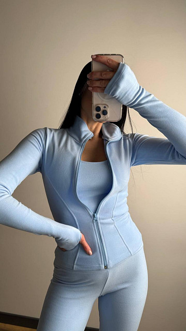 Жіночий термо костюм-трійка: кофта топ і лосини трикотаж пума Блакитний, 42/44 Одеса - фото 7