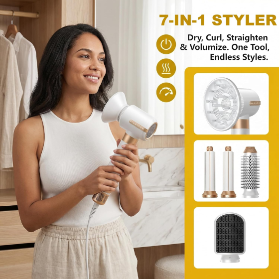Стайлер для волосся Nora Styler Multi-Styler Pro 7-в-1, 1400 Вт, іонізація, сушка, завивка, випрямлення Київ