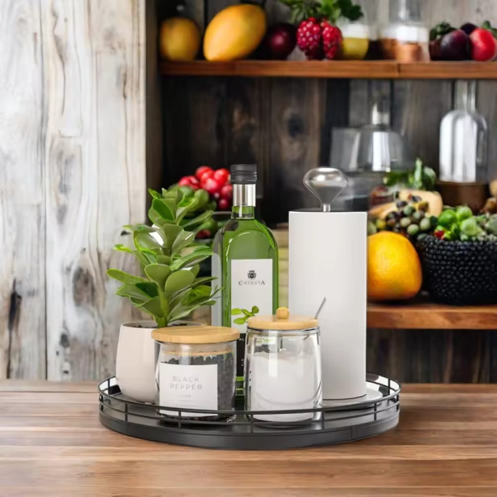 Піднос-столик для кухонного або ванного приладдя, дерев'яний, 10 дюймів, чорний Кам'янець-Подільський - фото 4