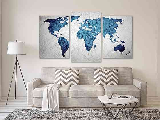 Модульная картина в гостиную / спальню  Мапа  світу Art-672_3 Киев
