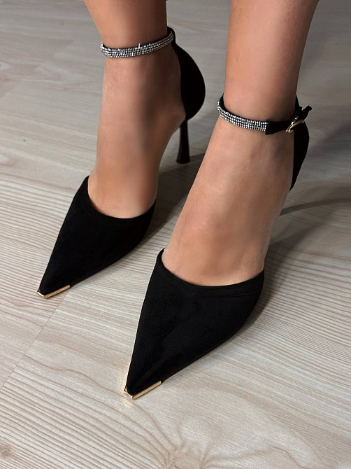 Туфли женские Meideli 50-1 D’Orsay на шпильке с ремешком замшевые со стразами чорные, 39, 24,5 см Киев - изображение 11