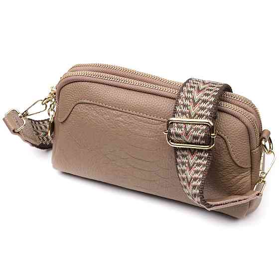 Женская сумка на два отделения из натуральной кожи Vintage 22356 Бежевая Киев