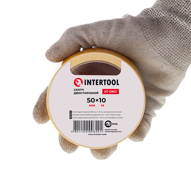 Скотч двосторонній, 10 м, 50 мм, на тканинній основі INTERTOOL KT-0962 Київ - фото 3
