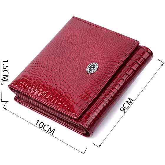 Компактний гаманець для жінок з натуральної шкіри лакованої ST Leather 22687 Червоний Київ