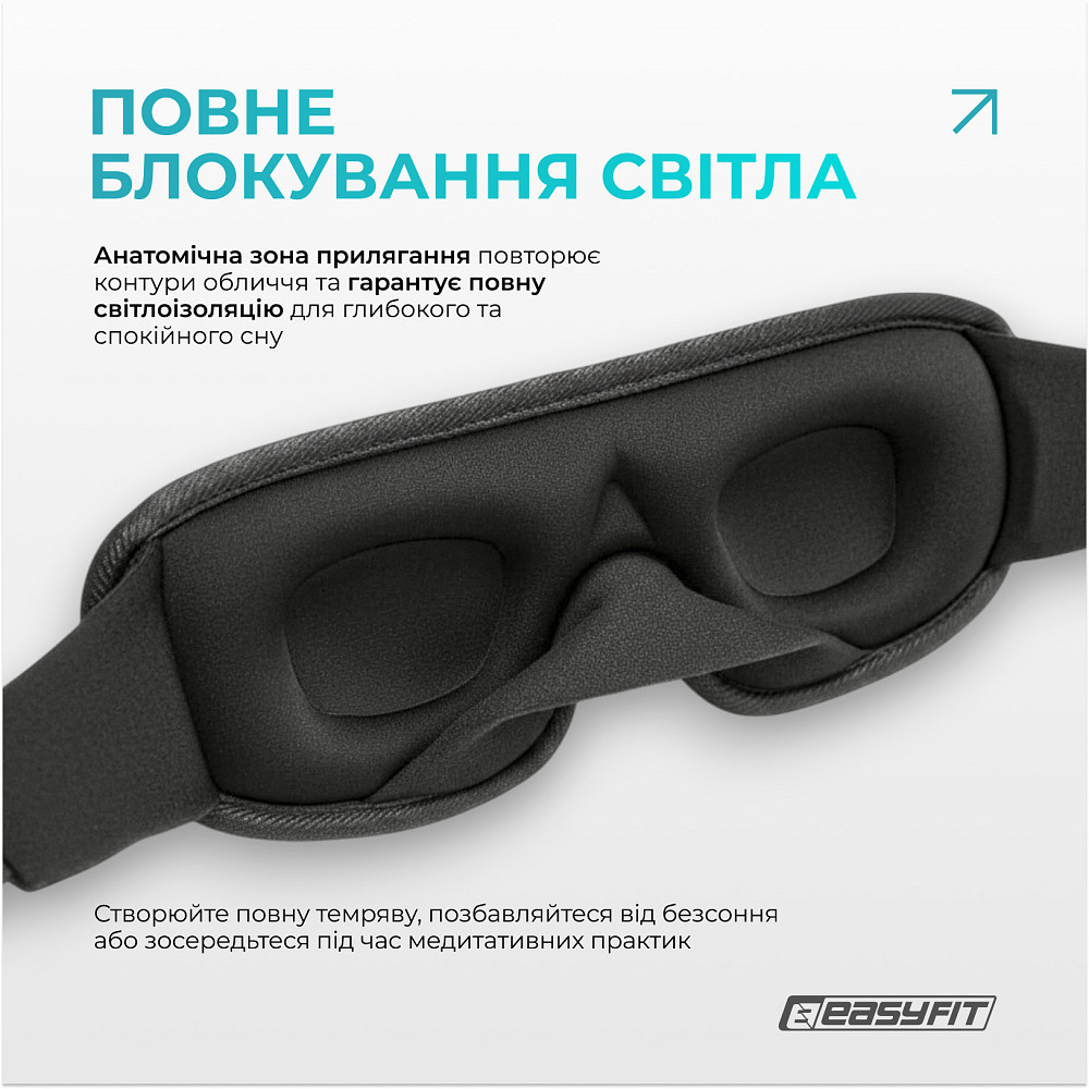 Маска для сну 3D EasyFit Dream з ефектом пам’яті (сіра) Коломыя - изображение 3