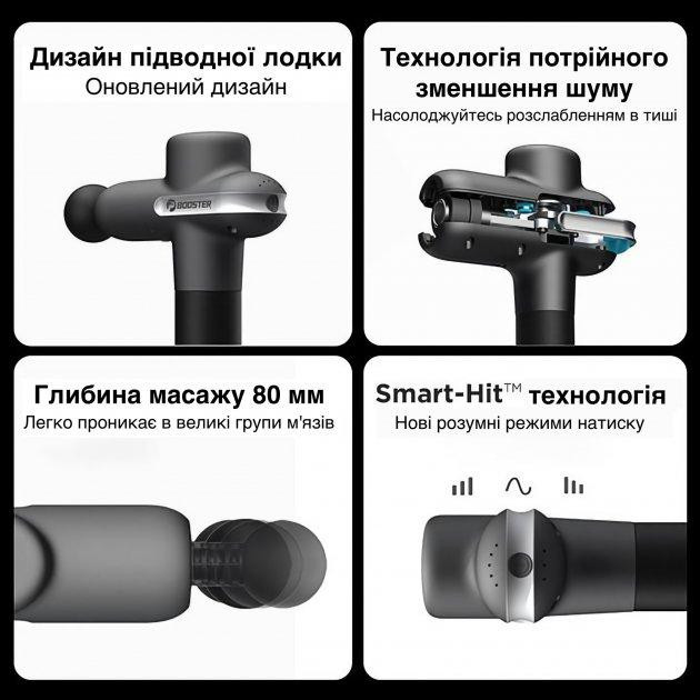 Перкусійний масажний пістолет Lightsaber Booster U1 М'язовий масажер (6 насадок) 2500 мАг Чорний Вінниця - фото 7