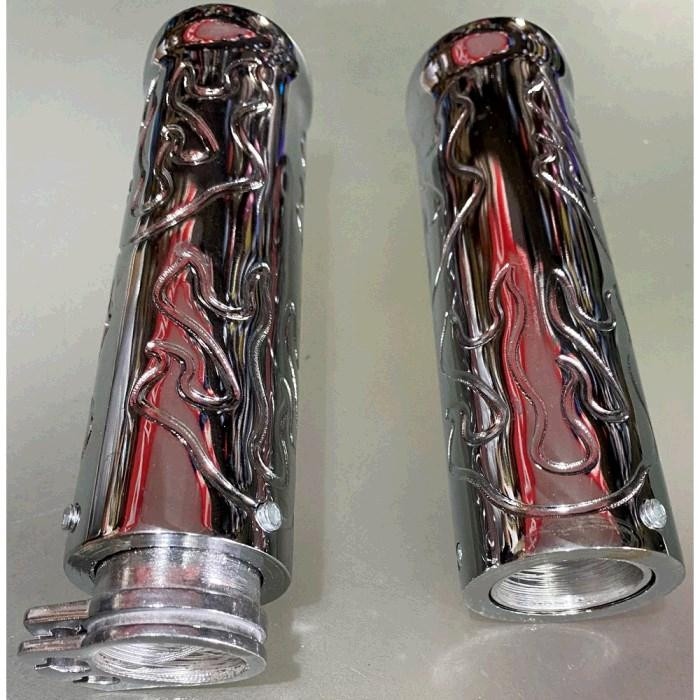 Ручки керма (хром із малюнком) (mod JY-13) (внутрішній Ǿ 23 Ǿ 23) Мукачево - фото 1