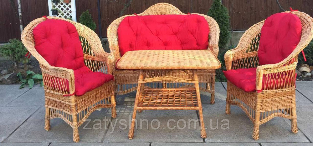 Плетеная мебель с накидками | мебель из лозы с красными накидками| ротанговая мебель с накидками Киев - изображение 10