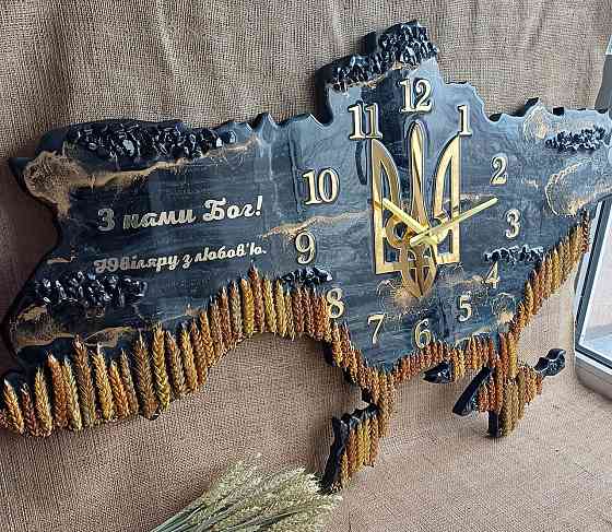 Часы настенные 100*65 см из эпоксидной смолы ручной работы 