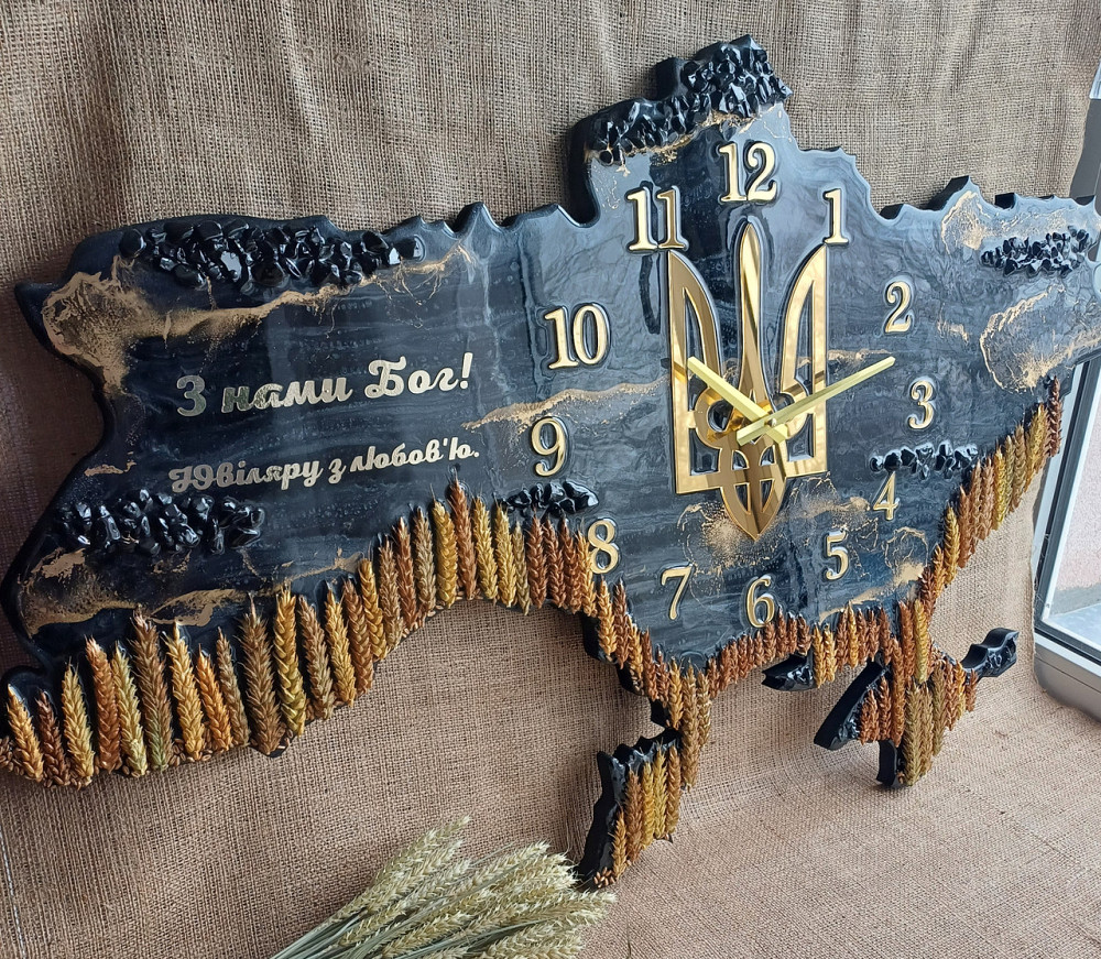 Часы настенные 100*65 см из эпоксидной смолы ручной работы 