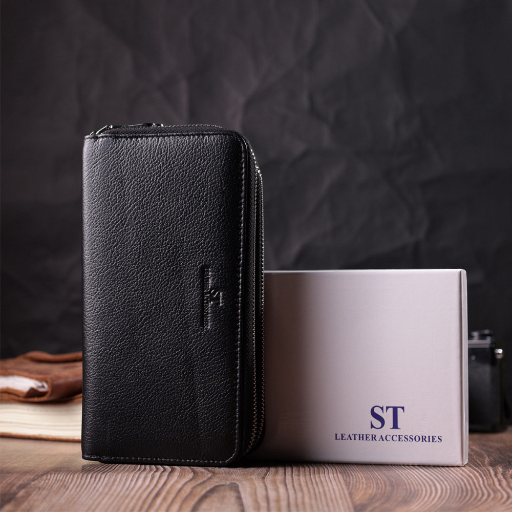 Мужской клатч на два отделения из натуральной кожи ST Leather 22531 Черный Киев - изображение 10