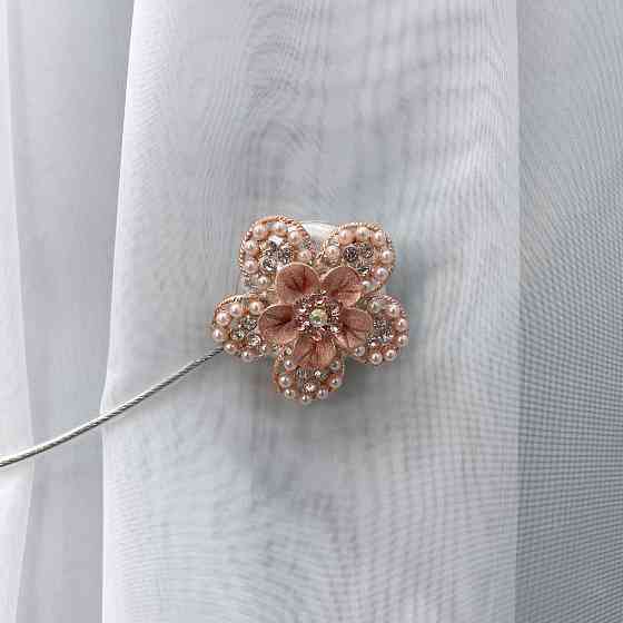 Магніти для штор та гардин "Flowers" набір 2 шт Персиковий (81-231) Київ