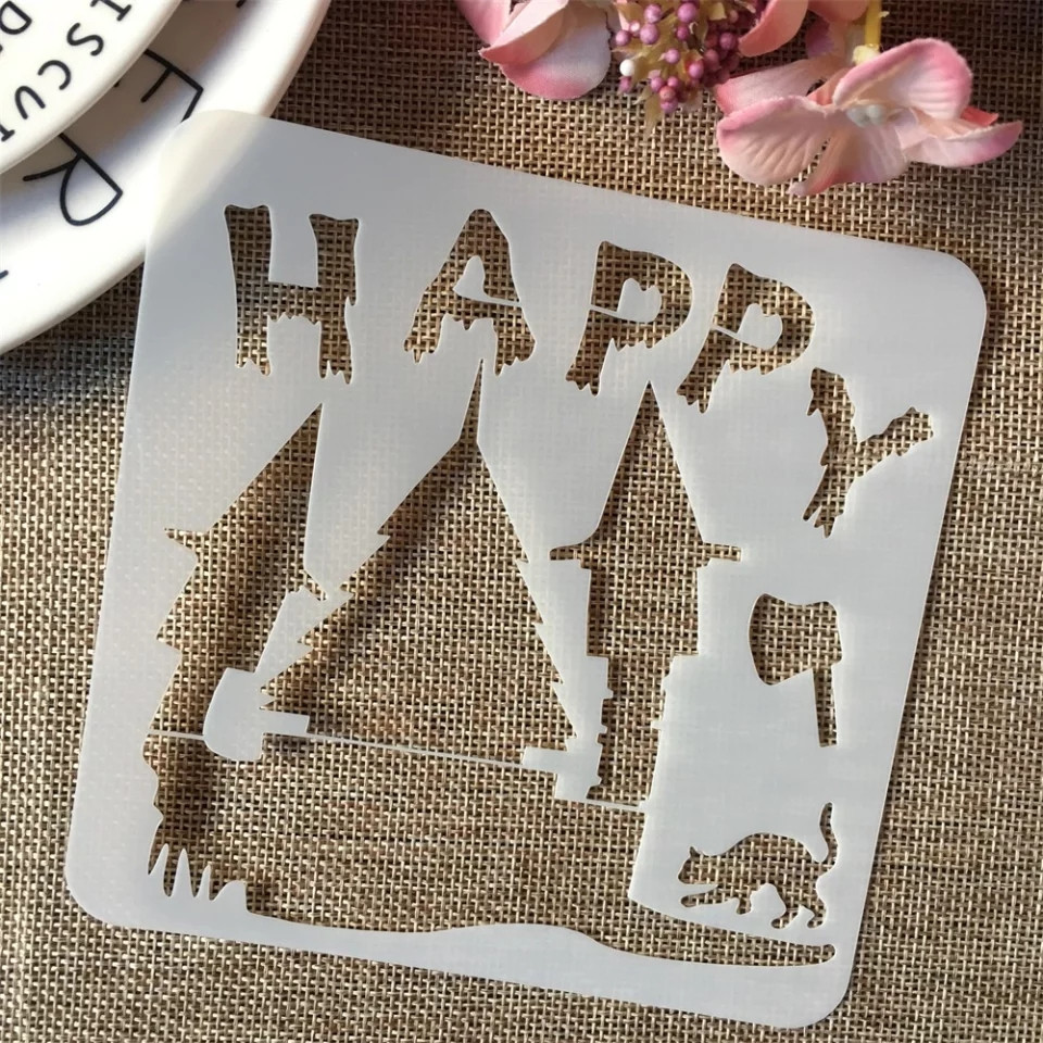 Трафарет Хэллоуин Замок 13 на 13 см серый Киев - изображение 2