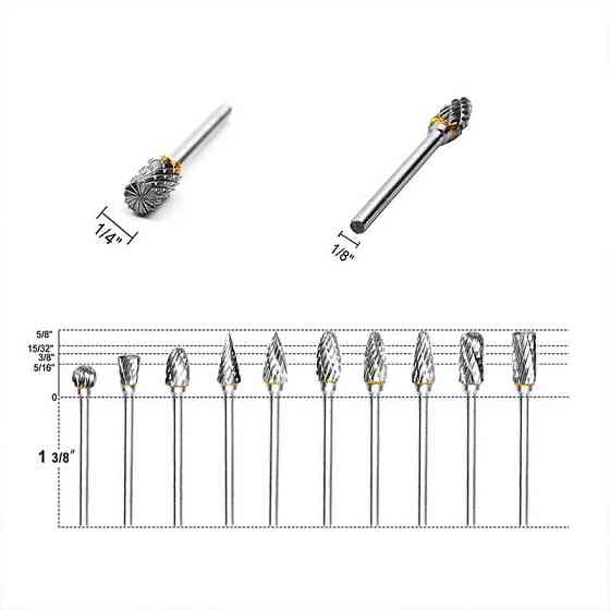 Набор борфрез 10 шт для дремеля и гравера Киев