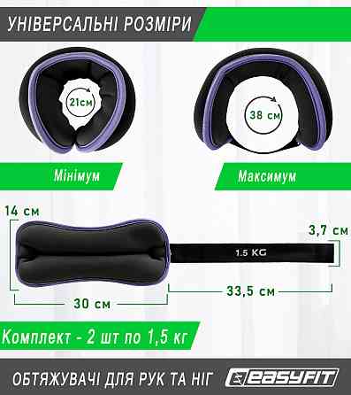Обтяжувачі EasyFit Comfort 1,5 кг для ніг та рук з металом (пара) Коломия