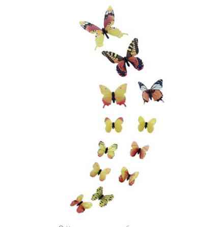 Метелики декоративні фосфорні 12 штук жовтий Київ