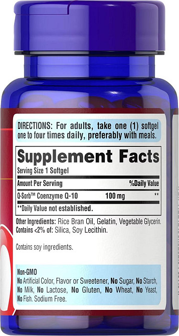 Коензим Q-10 для сердця Puritan's Pride Co Q-10 100 мг 60 гел капс Київ - фото 2