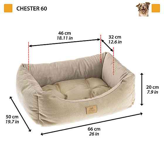 Мягкое место - лежак для собак и кошек Ferplast Chester (Ферпласт Честер) 66 х 50 х h 20 см - 60, Синий Запорожье