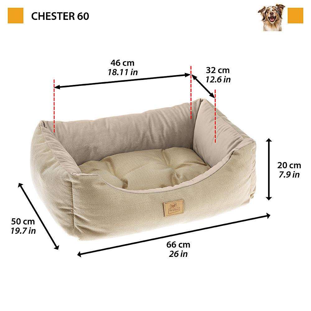 Мягкое место - лежак для собак и кошек Ferplast Chester (Ферпласт Честер) 66 х 50 х h 20 см - 60, Синий Запорожье - изображение 3
