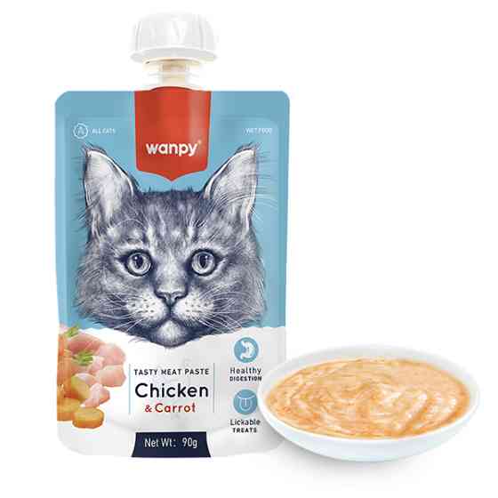 Wanpy Chicken & Carrot ВАНПИ КРЕМ-ПЮРЕ КУРИЦА С МОРКОВЬЮ жидкий корм для котов Киев