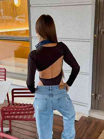 Жіночий стильний боді з відкритою спиною мікродайвінг Чорний, 44/46 Одеса