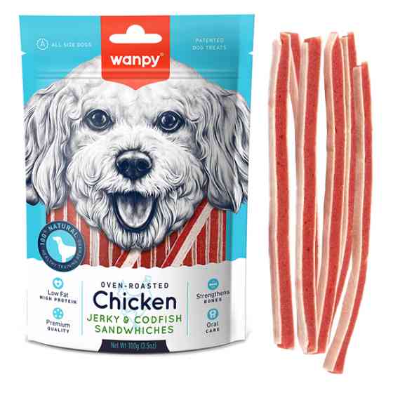 Wanpy Chicken Jerky & Codfish Sandwiches ВАНПИ СЭНДВИЧ КУРИЦА С ТРЕСКОЙ лакомство для собак Киев