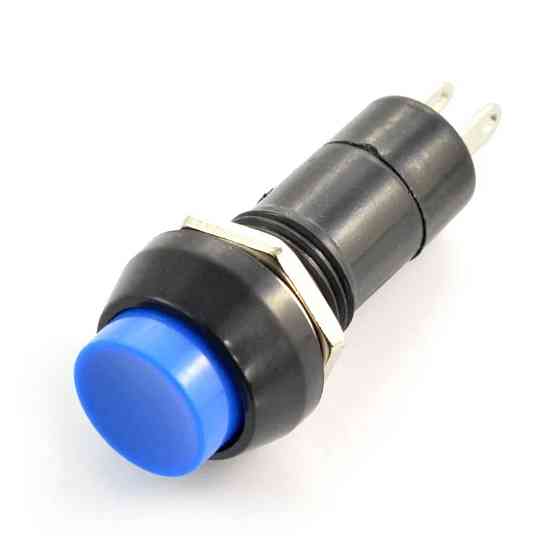 Кнопка кругла без фіксації ON-OFF синя 12V Харків
