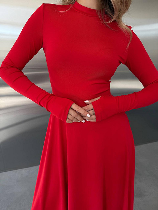 Женское стильное вечернее миди платье из микродайвинга Красный, 44/46 Одесса - изображение 10