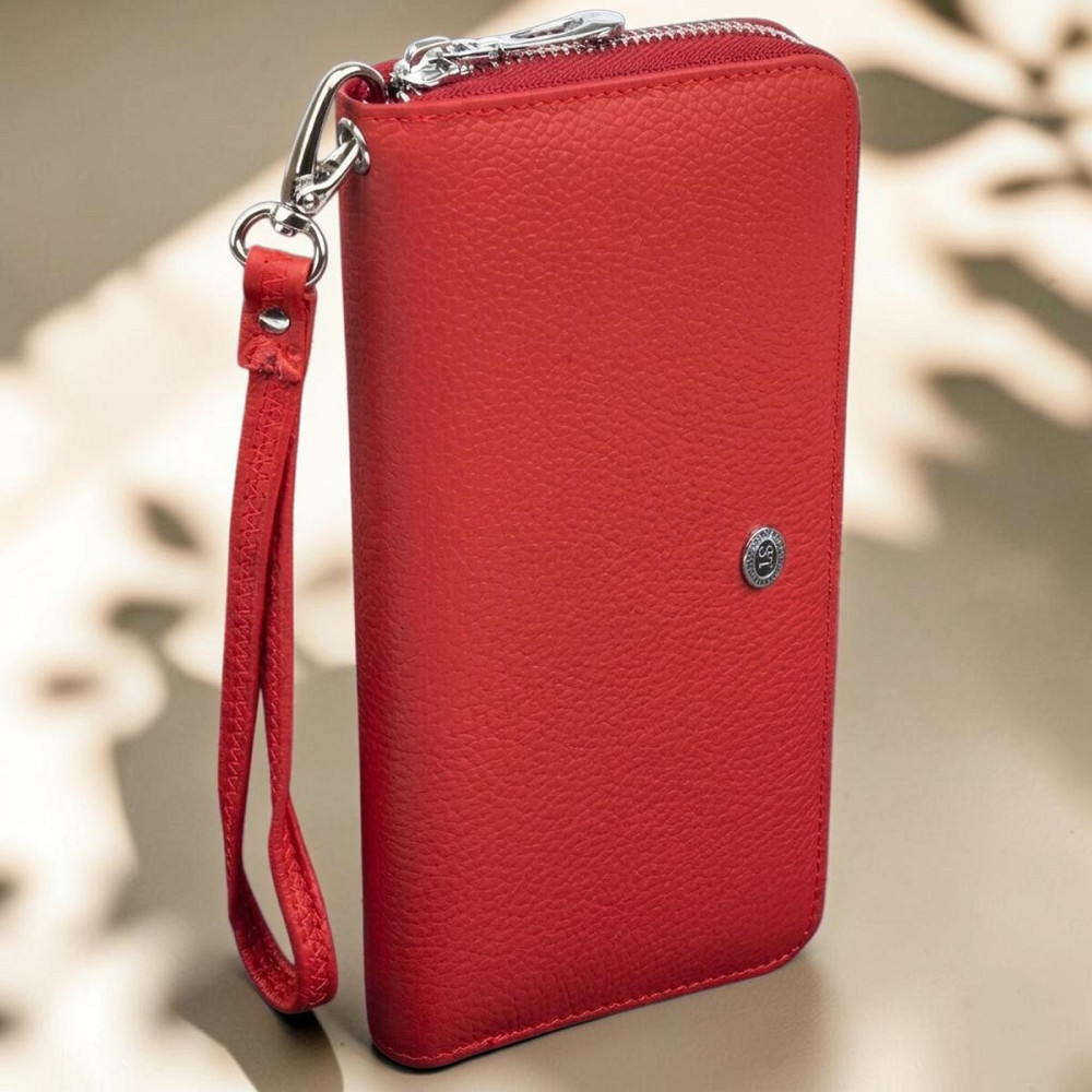 Жіночий шкіряний гаманець з кишенею на блискавці червоний (ST Leather) Київ - фото 20