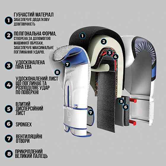 Боксерские перчатки Leone GN115 PROFESSIONAL 2 Black 12 унций Киев