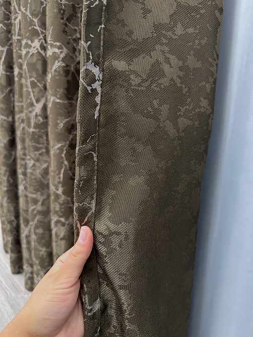 Комплект готових штор VR-Textil Льон мармур Royal Touch № 2008ш Сіро-коричневий 150х270 см 2 шт (33-1301) Київ - фото 7