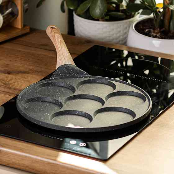 Сковорода з антипригарним покриттям 26 см для млинців, яєць та оладок, 7-секційна кругла сіра HP-39-582-C Коломия