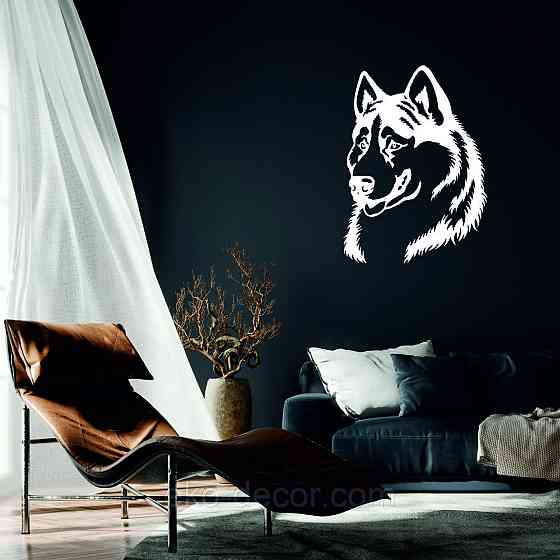 Декоративне настінне Панно «Хаскі», Декор на стіну 50*37 см, Білий Київ