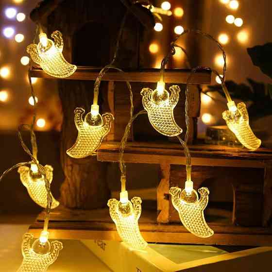 Гирлянда на Хэллоуин Привидения 150 см 10 led 5 на 3 см прозрачный Киев