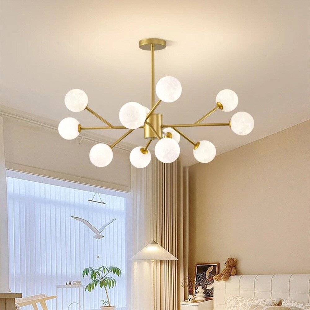 Світлодіодна люстра Сніжинка 8615 (Золотиста) на 9 плафонів Вінниця - фото 1