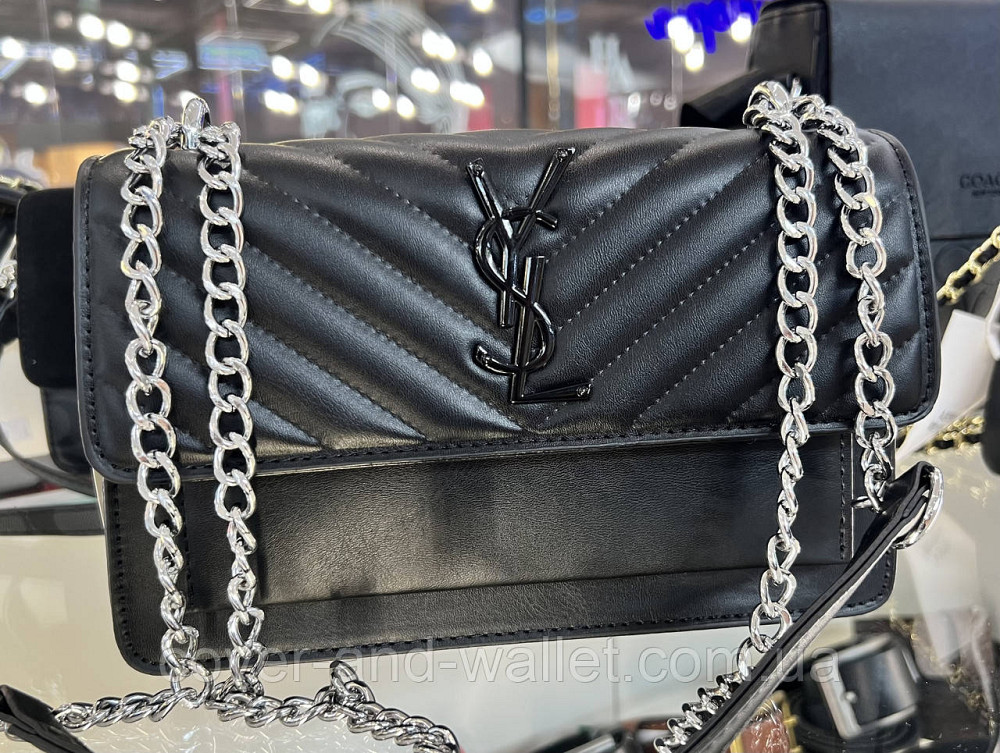 Элегантная брендовая  каркасная женская сумочка черного цвета  YSL  Ив Сен Лоран Киев - изображение 1