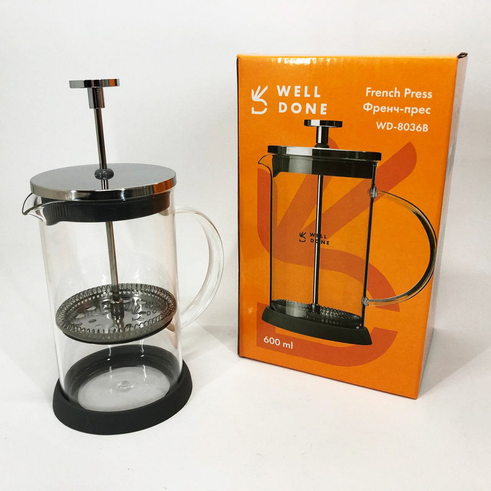 Френч-прес для заварювання трав, Простий френч-прес, Чайник заварювальний скляний якісний на кухню PL-76 Львів - фото 2