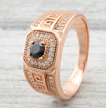 Печатка Xuping 11269 черные фианиты, позолота РО, ширина 10 мм, размер 20, вес 5,3 г, мужская Киев
