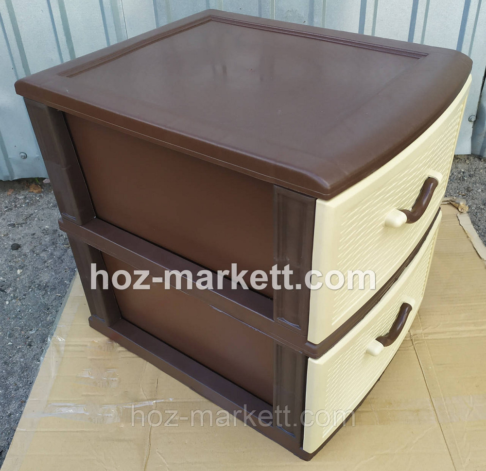 Пластиковый комод пластиковая тумбочка Стиль беж с коричневым 2 ящика Харьков - изображение 10