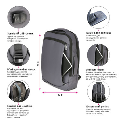 Рюкзак туристичний NikiBo Ranger 16л сірий (30011805-07) Вінниця - фото 8