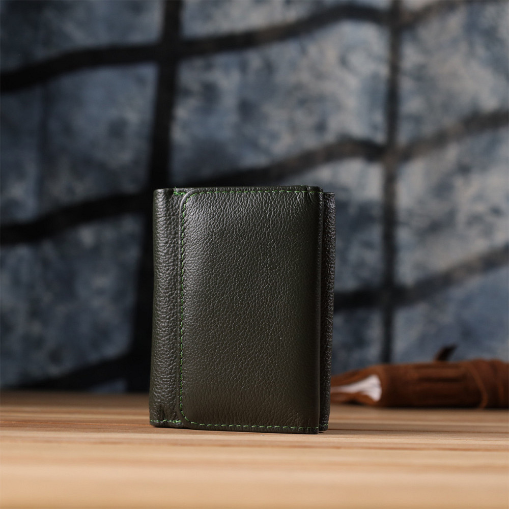 Жіночий гаманець компактного розміру з натуральної шкіри ST Leather 23072 Зелений Київ - фото 2