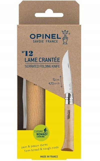 Кухонний Ніж складаний зубчастий Opinel No.12 "Inox Natural" (002441) Нержавіюча сталь Нововолинськ - фото 4