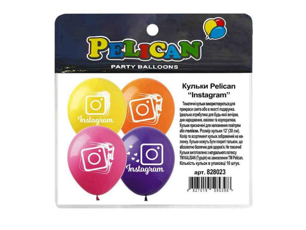 Кульки 12 INSTAGRAM 1-стор. (10шт/уп) 828023 ТМ PELICAN Київ - фото 1